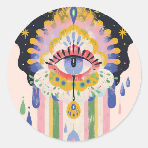 Boosaardregenboogdruppelbeschermingscharme Ronde Sticker