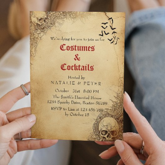 Boose en drank ik schedel Halloween feest Kaart