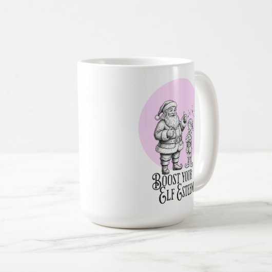 Boost your elf esteem funny santa elf pun mug (Devant droit)