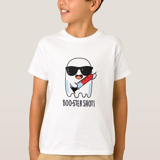 Booster Shot Grappige Ghost Vaccin Pun T-shirt (Voorkant)