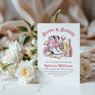 Boot and Bubbly Cowgirl Roze Vrijgezellenfeest Kaart