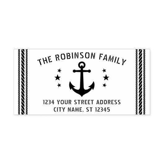  Boot Anker Sterren Naam Retouradres Rubberstempel (Afrduk)