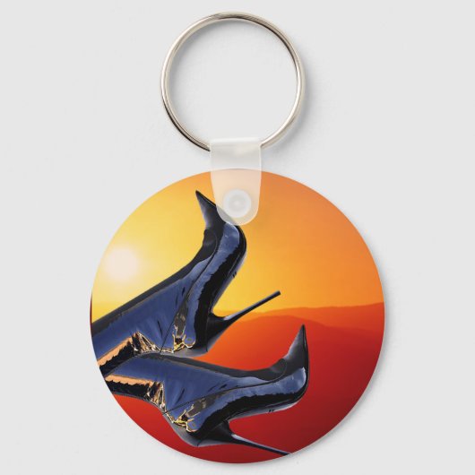 Boot Art met een Coloful Sunset Background Sleutelhanger (Voorkant)