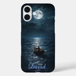 Boot bij Zee Moonlit Night Peaceful Ocean Gift iPhone 16 Plus Hoesje