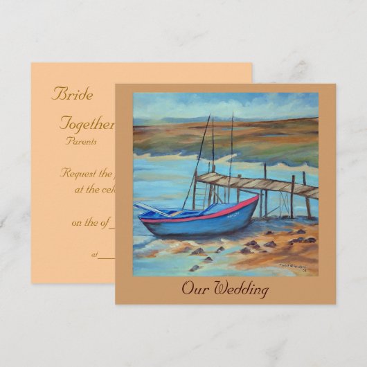 boot bruiloft kaart (Voorkant / Achterkant)