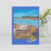 boot bruiloft kaart (Staand voorkant)