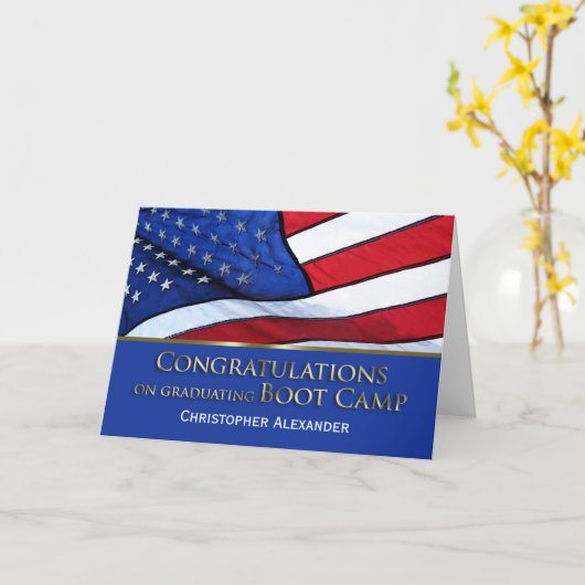 Boot Camp-Afstuderen gefeliciteerd - U.S.Flag Kaart (Gele Bloem)