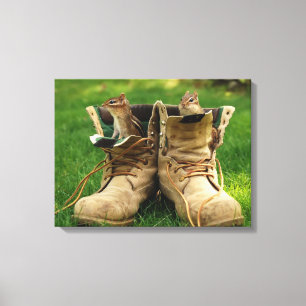 Boot Chipmunks voor de bouw Canvas Afdruk