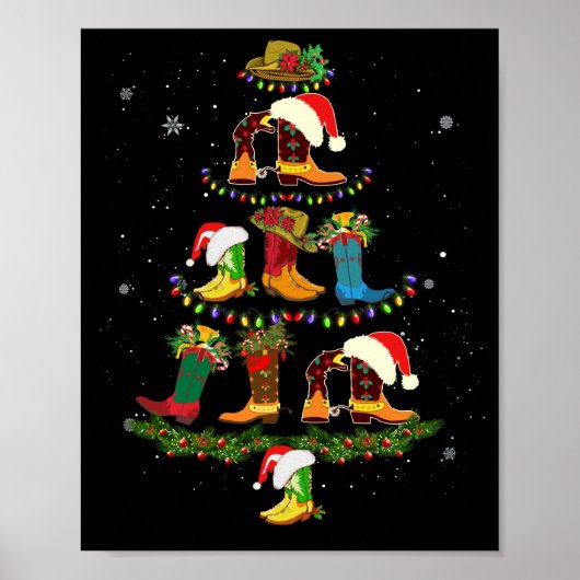Boot Christmas Tree Line Dance Funny Dancing Boots Poster (Voorkant)