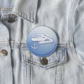 Boot en anker nautische marine ronde button 7,6 cm (In situ)