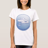 Boot en anker nautische marine t-shirt (Voorkant)
