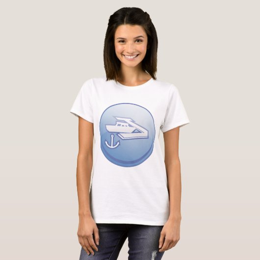 Boot en anker nautische marine t-shirt (Voorkant volledig)