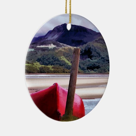 BOOT- EN MOUNTAINENLANDSCHAP KERAMISCH ORNAMENT (Rechts)