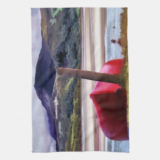 BOOT- EN MOUNTAINENLANDSCHAP THEEDOEK (Verticaal)