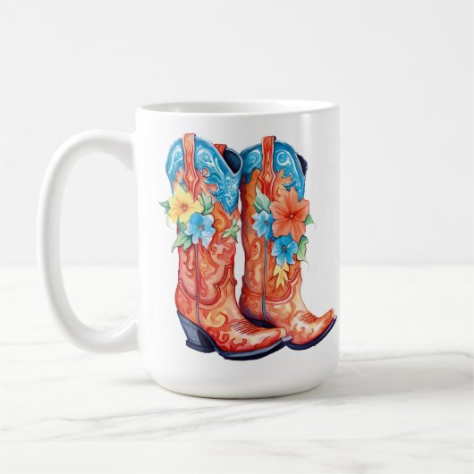 Boot Floral Design 15 oz classique Mug (Gauche)