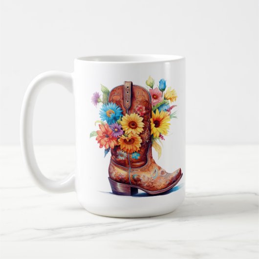 Boot Floral Design 15 oz classique Mug (Gauche)