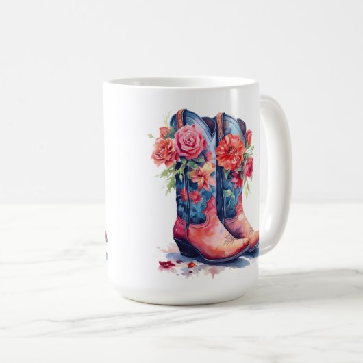 Boot Floral Design 15 oz classique Mug (Devant droit)