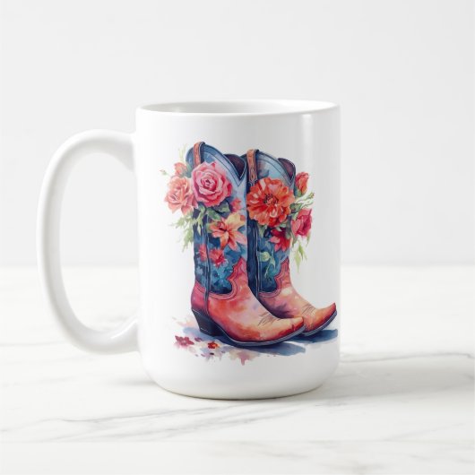 Boot Floral Design 15 oz classique Mug (Gauche)