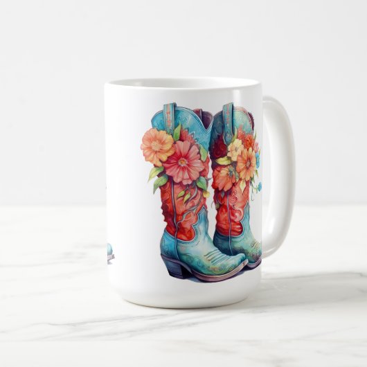 Boot Floral Design 15 oz classique Mug (Devant droit)