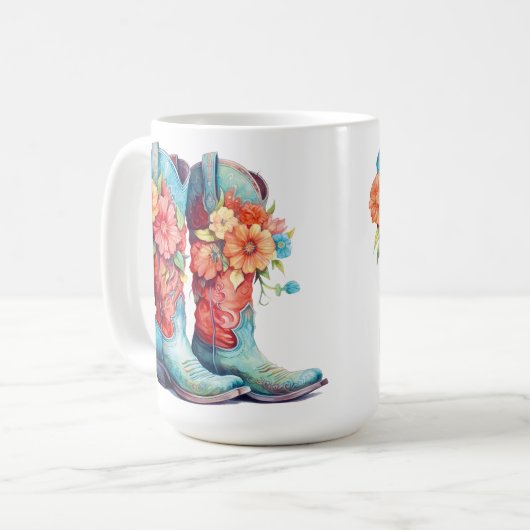 Boot Floral Design 15 oz classique Mug (Devant gauche)