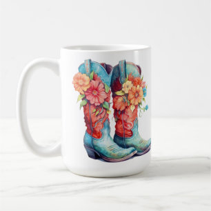 Boot Floral Design 15 oz classique Mug