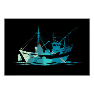 Boot Gevist Illustratie Silhouette Stijl Perfect Poster