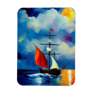 Boot in de nacht magneet