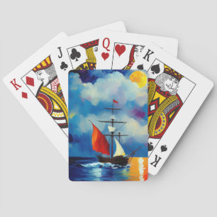 Boot in de nacht pokerkaarten