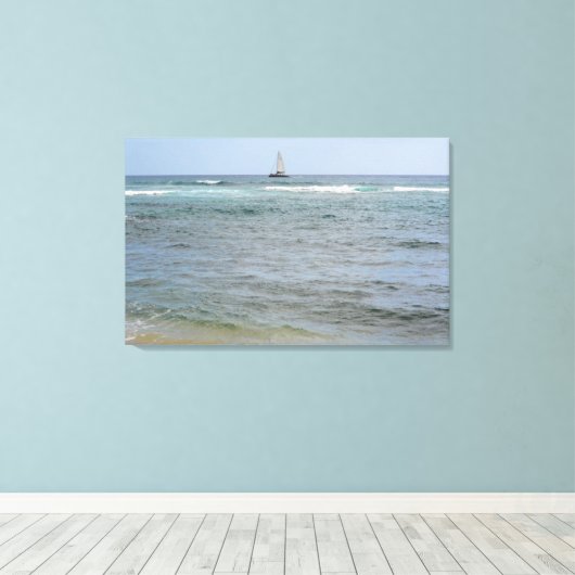 Boot in de oceaan canvas afdruk (Insitu (Houten vloer))