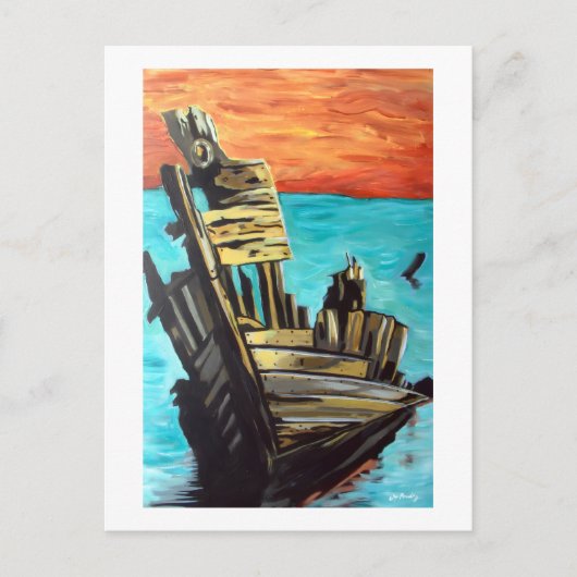 Boot in de zon briefkaart (Voorkant)