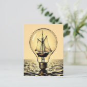boot in een gloeilamp | Contact houden Briefkaart (Staand voorkant)