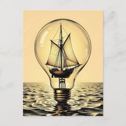 boot in een gloeilamp | Contact houden Briefkaart (Voorkant)