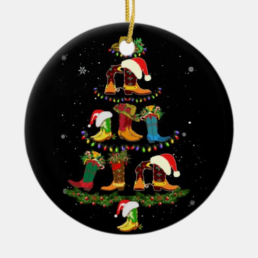 Boot Kerstmis Line Dance Funny Dansende Boots Keramisch Ornament (Voorkant)