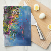 Boot met kleurrijke wilde bloemen theedoek (Quarter Fold)