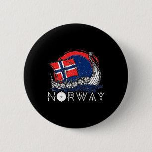 Boot Noorse Vlag Noorwegen Viking Schip Trots Ocea Ronde Button 5,7 Cm