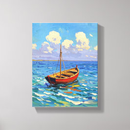 Boot op de Golf van Gogh Art Canvas Afdruk