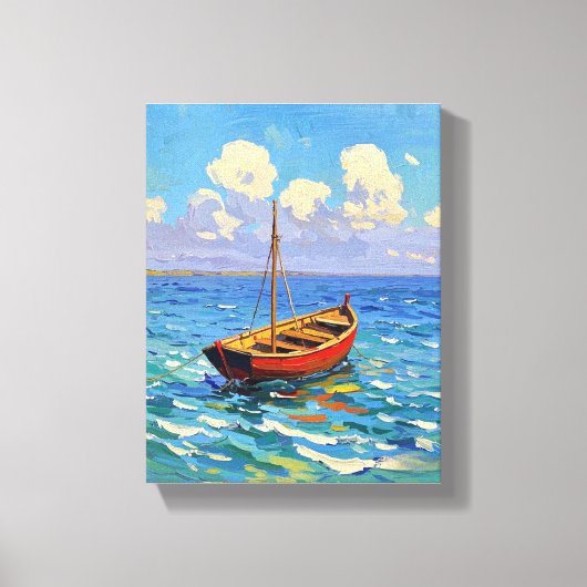 Boot op de Golf van Gogh Art Canvas Afdruk (Voorkant)