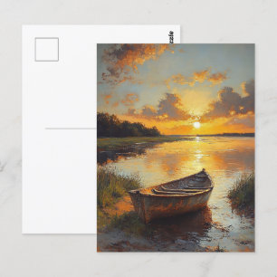 Boot op de kust schilderij briefkaart