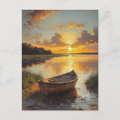 Boot op de kust schilderij briefkaart (Voorkant)