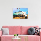 Boot op het strand canvas afdruk (Insitu (Woonkamer))