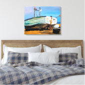 Boot op het strand canvas afdruk (Insitu (Slaapkamer))