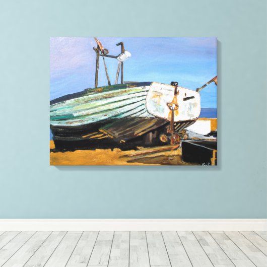 Boot op het strand canvas afdruk (Insitu (Houten vloer))