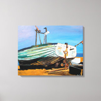 Boot op het strand canvas afdruk