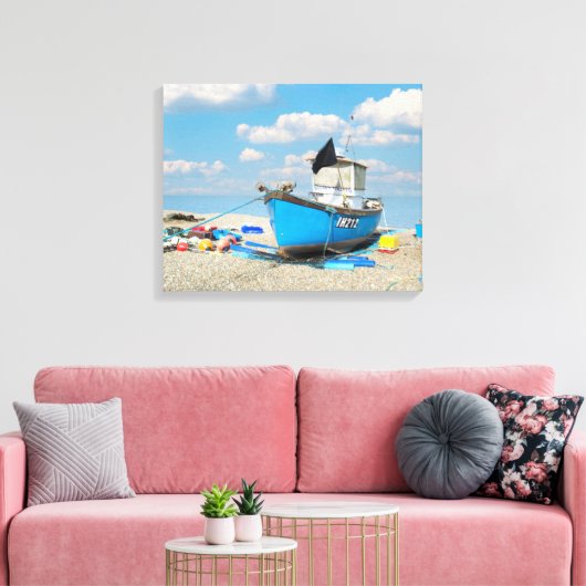Boot op het strand canvas afdruk (Insitu (Woonkamer))