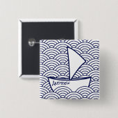 Boot op Waves Square Button (Voorkant /achterkant)