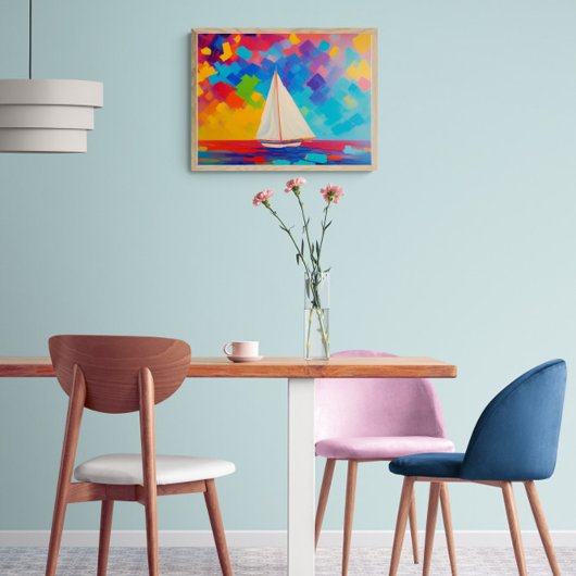 boot op zee verf canvas afdruk