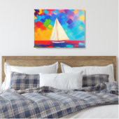 boot op zee verf canvas afdruk (Insitu (Slaapkamer))