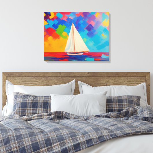 boot op zee verf canvas afdruk (Insitu (Slaapkamer))