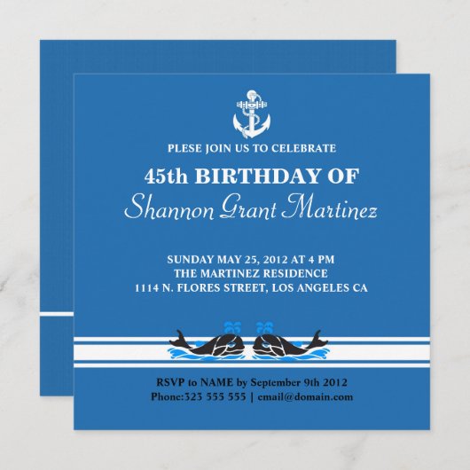 Boot Party Verjaardag Uitnodiging (Voorkant / Achterkant)