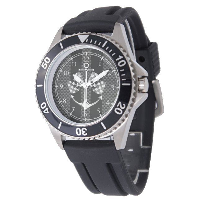 Boot Racing Nautical in Carbon Fiber Dial Horloge (Gekanteld)